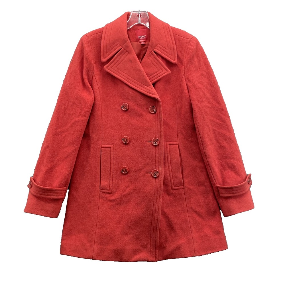 Espirit Peacoat Womens Medium 100% Wool Double Breasted Corpcore Preppy Academia